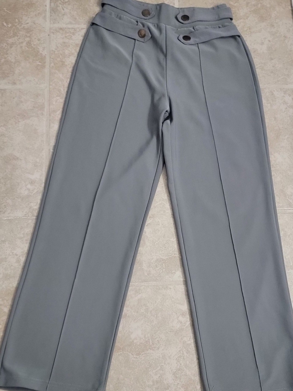 C-Mode Grey Tailored Pants – Crease Detail, 4-Button Waist